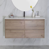 BV10WH Dark Oak Fingerpull Wall Hung Vanity - 600 / 750 / 900 / 1200 / 1500S / 1500D / 1800mm